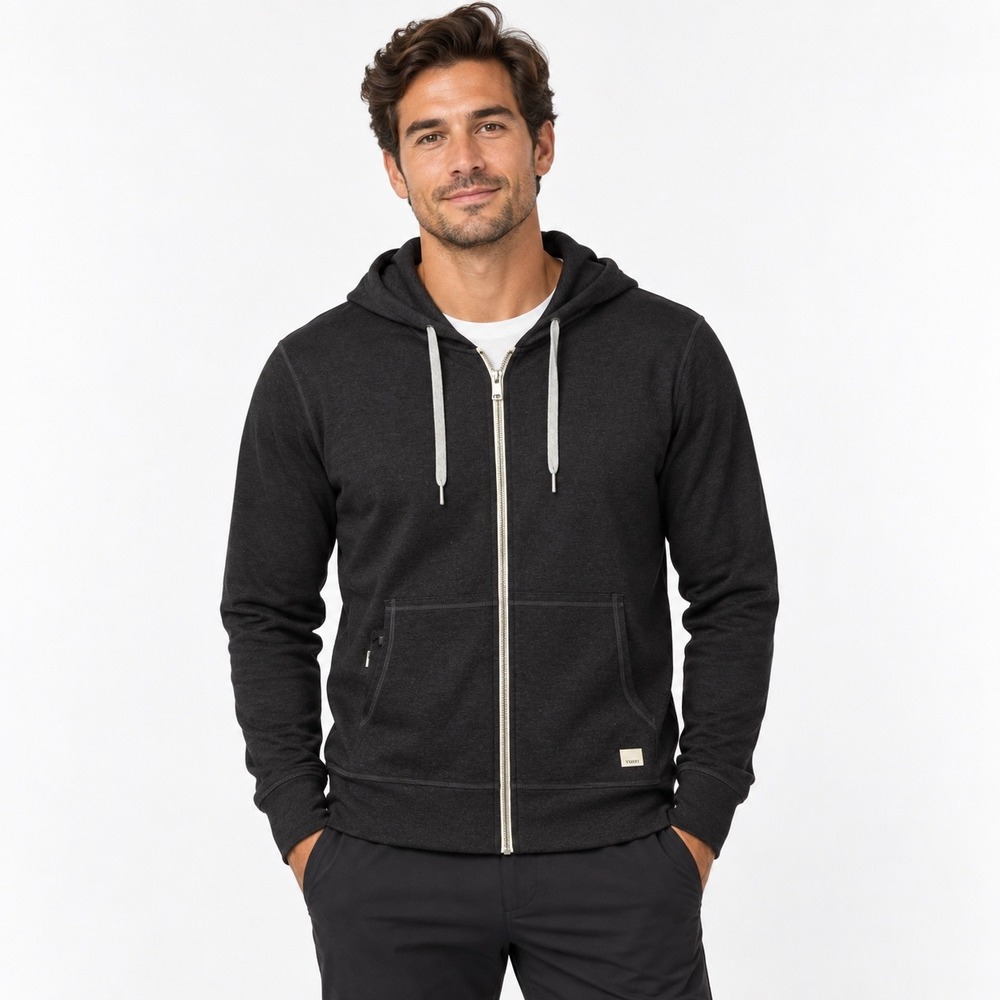 Vuori Men's Black Full Zip Hoodie Estimated Size Small Performance Jacket